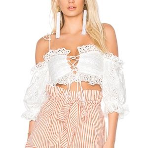 For Love & Lemons Anabelle Eyelet Crop Top